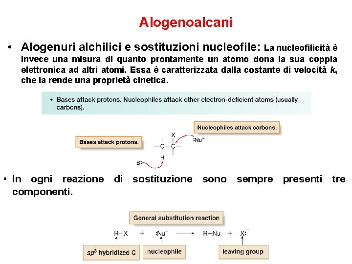 Alogenoalcani • Alogenuri alchilici e sostituzioni nucleofile: La nucleofilicità è invece una misura di