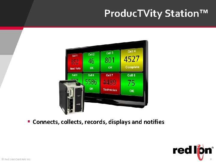 Produc. TVity Station™ § Connects, collects, records, displays and notifies © Red Lion Controls