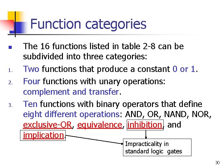 Function categories n 1. 2. 3. The 16 functions listed in table 2 -8