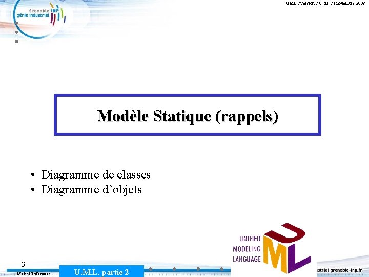 UML 2 version 2. 0 du 21 novembre 2009 Modèle Statique (rappels) • Diagramme