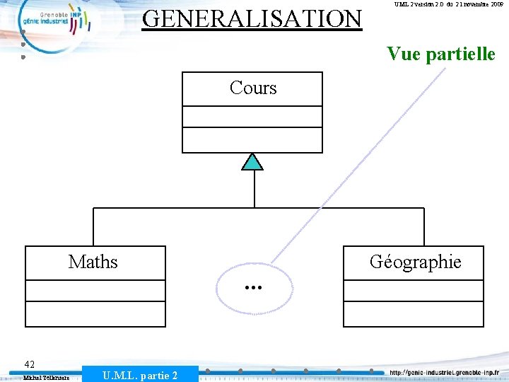 GENERALISATION UML 2 version 2. 0 du 21 novembre 2009 Vue partielle Cours Maths