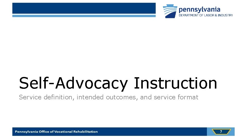 Self-Advocacy Instruction Service definition, intended outcomes, and service format 7 