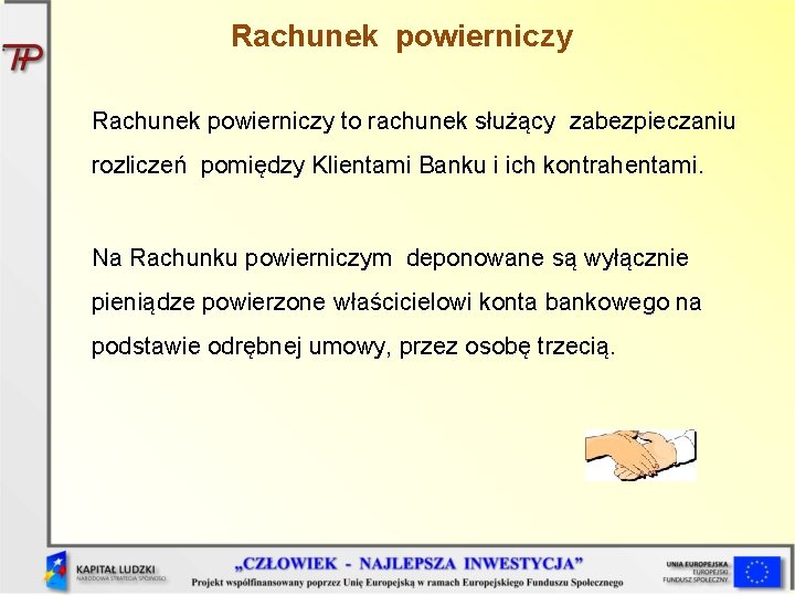 Rachunek powierniczy to rachunek służący zabezpieczaniu rozliczeń pomiędzy Klientami Banku i ich kontrahentami. Na