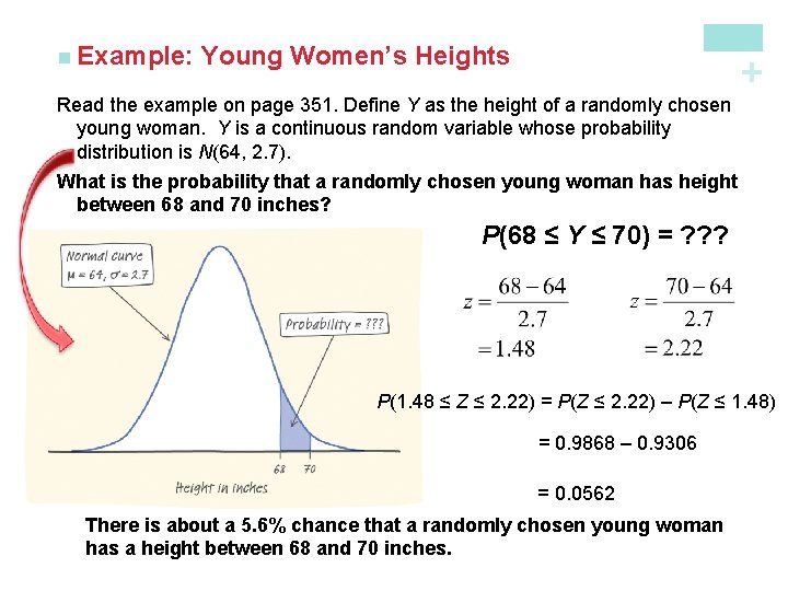 Young Women’s Heights + n Example: Read the example on page 351. Define Y