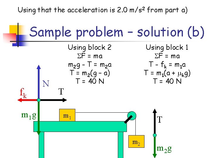 Using that the acceleration is 2. 0 m/s 2 from part a) Sample problem