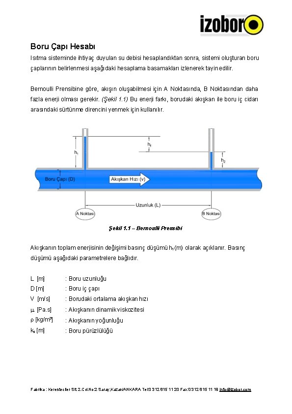 Boru Çapı Hesabı Isıtma sisteminde ihtiyaç duyulan su debisi hesaplandıktan sonra, sistemi oluşturan boru