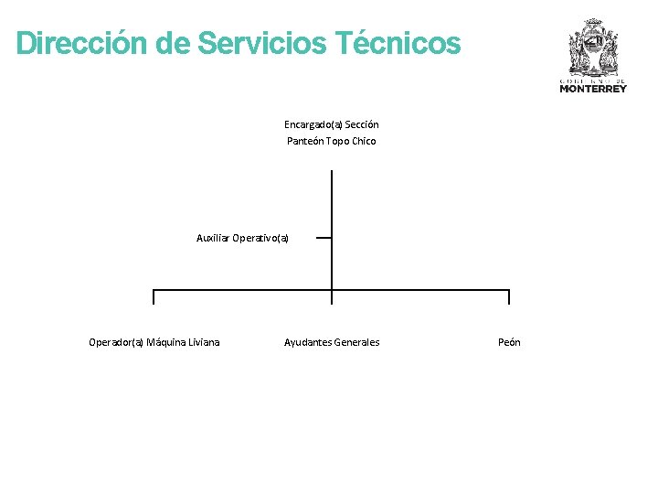 Dirección de Servicios Técnicos Encargado(a) Sección Panteón Topo Chico Auxiliar Operativo(a) Operador(a) Máquina Liviana