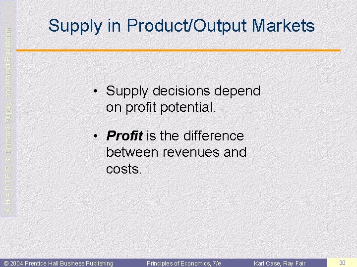 C H A P T E R 3: Demand, Supply, and Market Equilibrium Supply