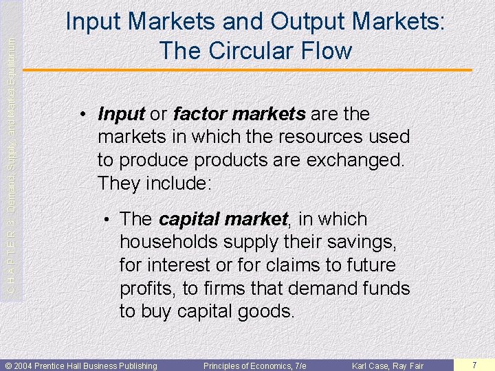 C H A P T E R 3: Demand, Supply, and Market Equilibrium Input