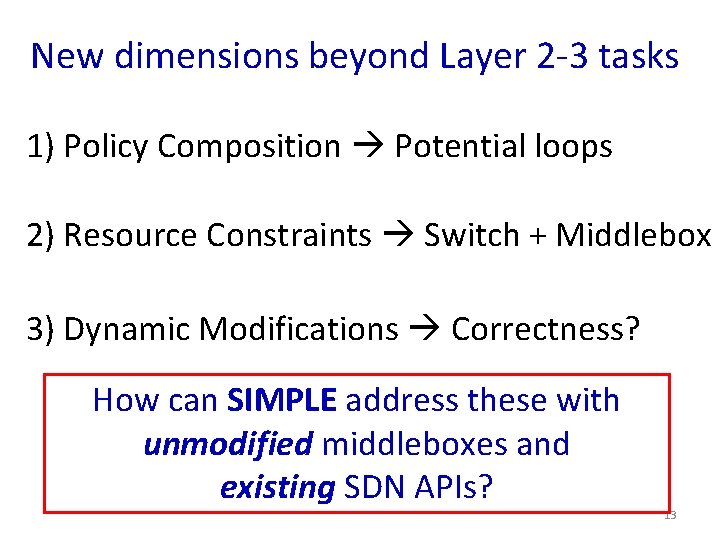 New dimensions beyond Layer 2 -3 tasks 1) Policy Composition Potential loops 2) Resource