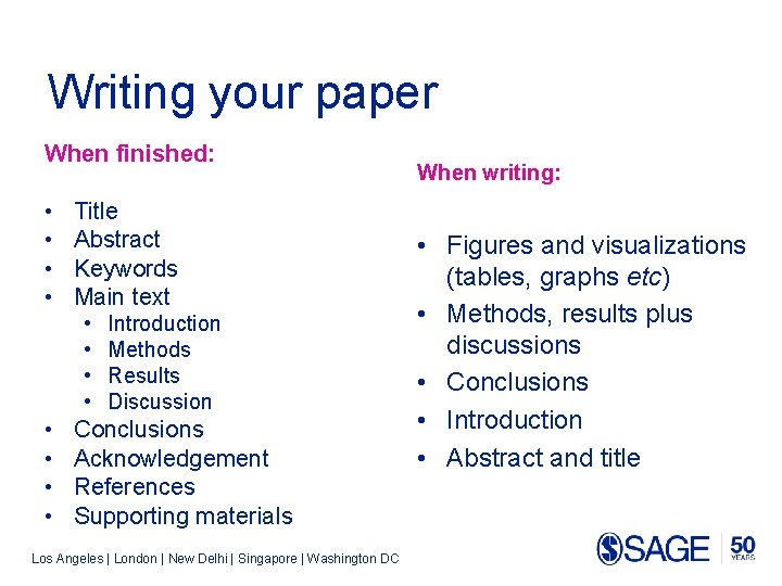 Writing your paper When finished: • • Title Abstract Keywords Main text • •