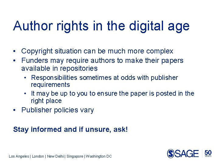Author rights in the digital age • Copyright situation can be much more complex
