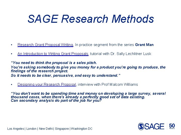 SAGE Research Methods • Research Grant Proposal Writing, In practice segment from the series