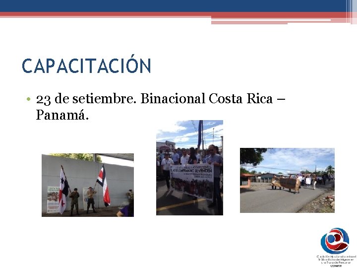 CAPACITACIÓN • 23 de setiembre. Binacional Costa Rica – Panamá. 