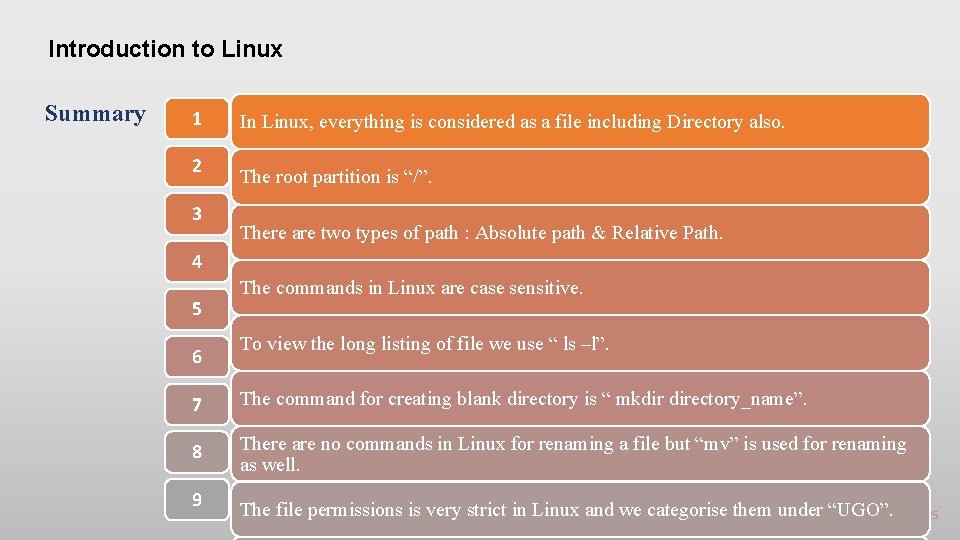 Introduction to Linux Summary 1 2 3 In Linux, everything is considered as a