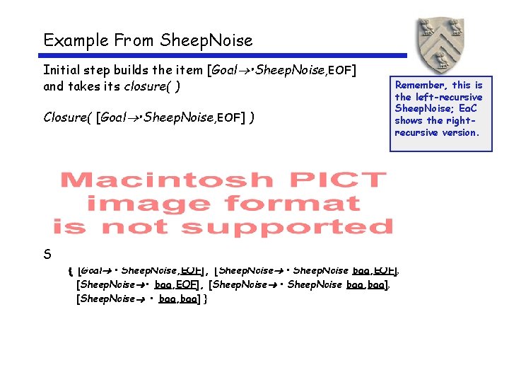 Example From Sheep. Noise Initial step builds the item [Goal • Sheep. Noise, EOF]