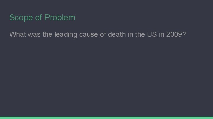 Scope of Problem What was the leading cause of death in the US in
