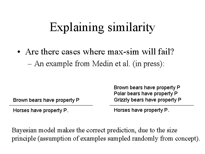 Explaining similarity • Are there cases where max-sim will fail? – An example from
