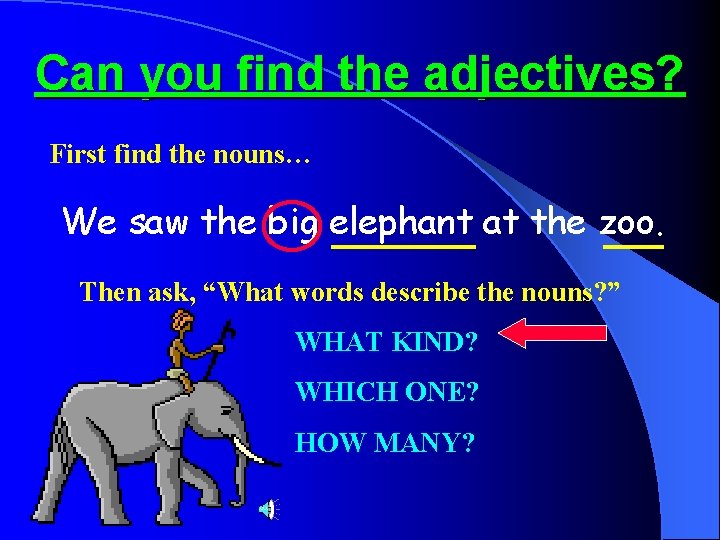 An adjective describes a noun or a pronoun