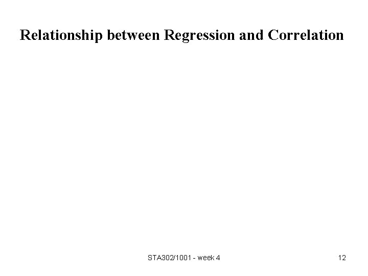 Relationship between Regression and Correlation STA 302/1001 - week 4 12 