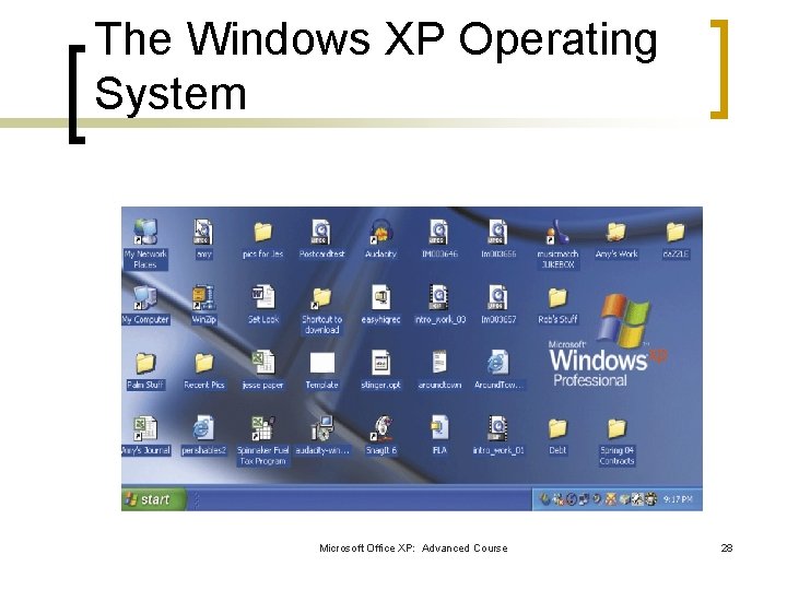 The Windows XP Operating System Microsoft Office XP: Advanced Course 28 The Windows XP Operating System Microsoft Office XP: Advanced Course 28