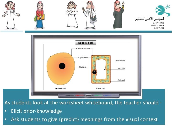 As students look at the worksheet whiteboard, the teacher should • Elicit prior-knowledge •
