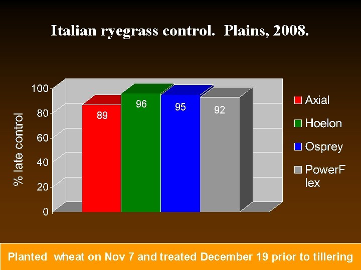 Italian ryegrass control. Plains, 2008. 96 89 95 92 Planted wheat on Nov 7