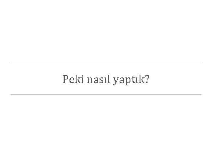 Peki nasıl yaptık? 