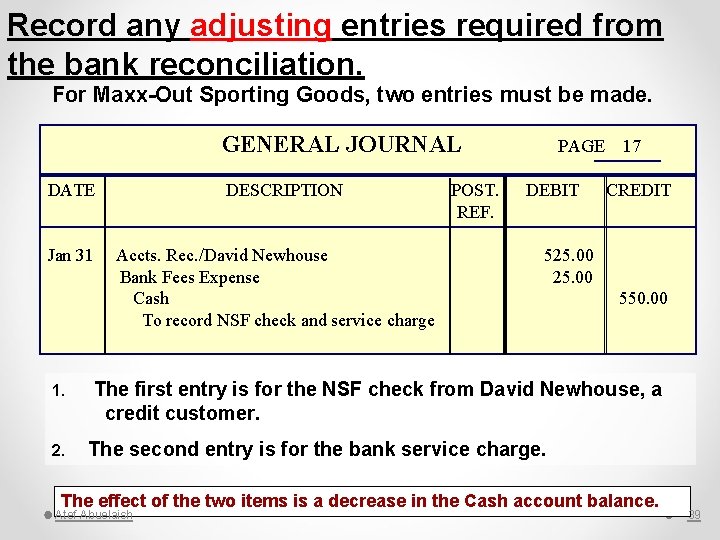 Record any adjusting entries required from the bank reconciliation. For Maxx-Out Sporting Goods, two