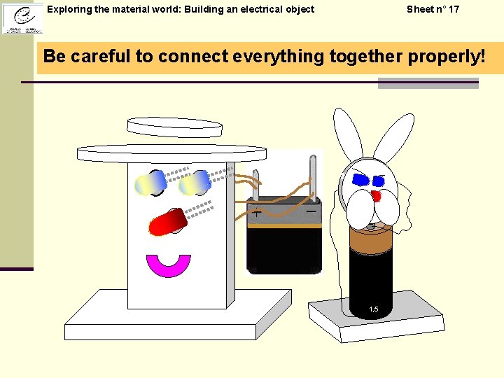 Exploring the material world: Building an electrical object Sheet n° 17 Be careful to