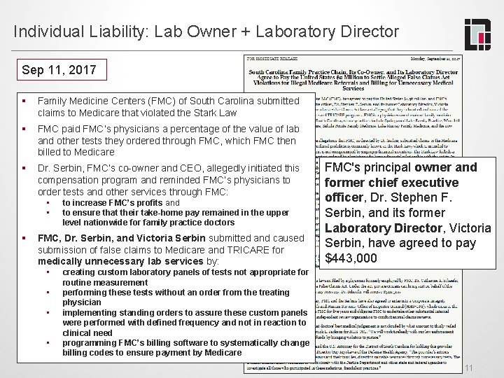 Individual Liability: Lab Owner + Laboratory Director Sep 11, 2017 § Family Medicine Centers