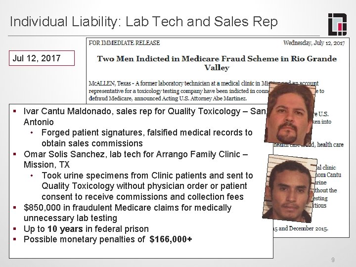 Individual Liability: Lab Tech and Sales Rep Jul 12, 2017 § Ivar Cantu Maldonado,