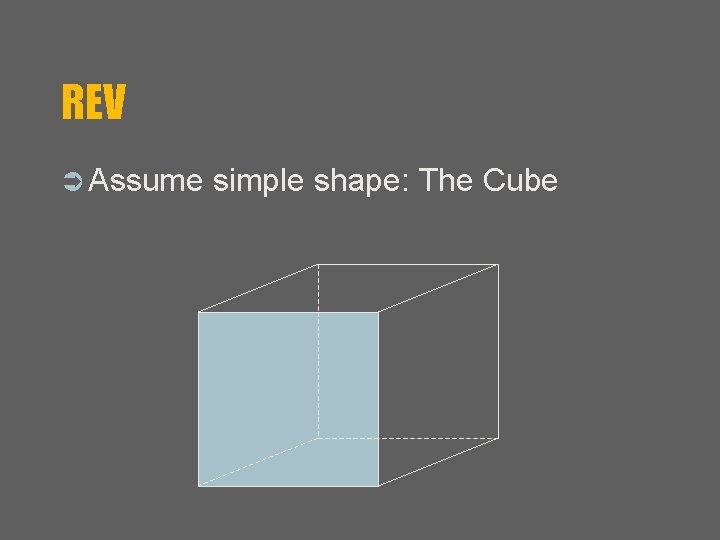 REV Ü Assume simple shape: The Cube 