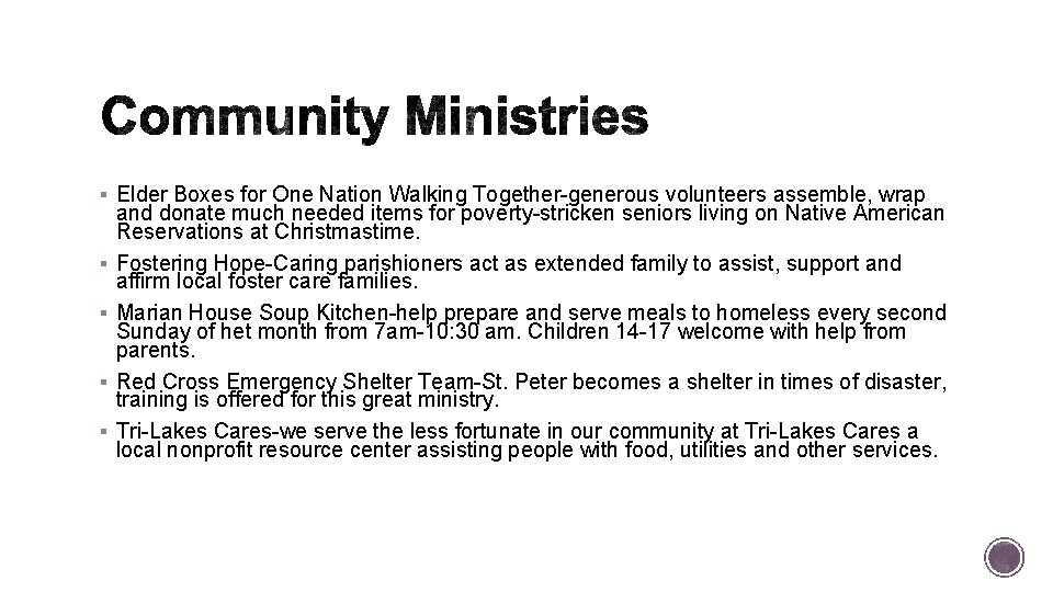 § Elder Boxes for One Nation Walking Together-generous volunteers assemble, wrap § § and