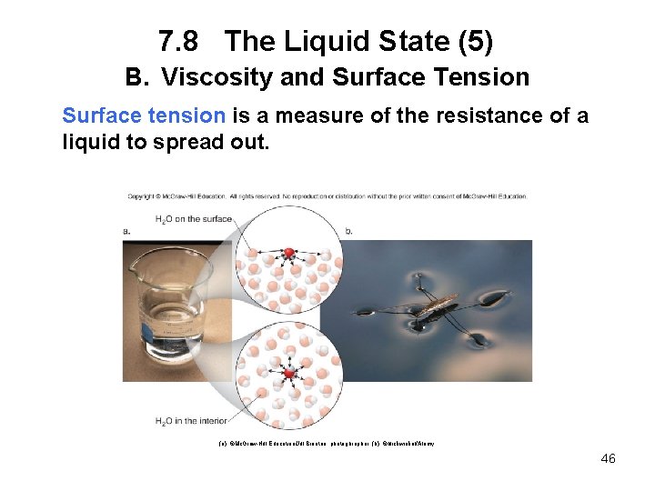 7. 8 The Liquid State (5) B. Viscosity and Surface Tension Surface tension is