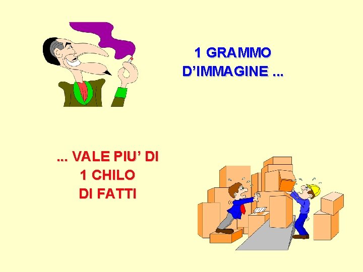 1 GRAMMO D’IMMAGINE. . . VALE PIU’ DI 1 CHILO DI FATTI 