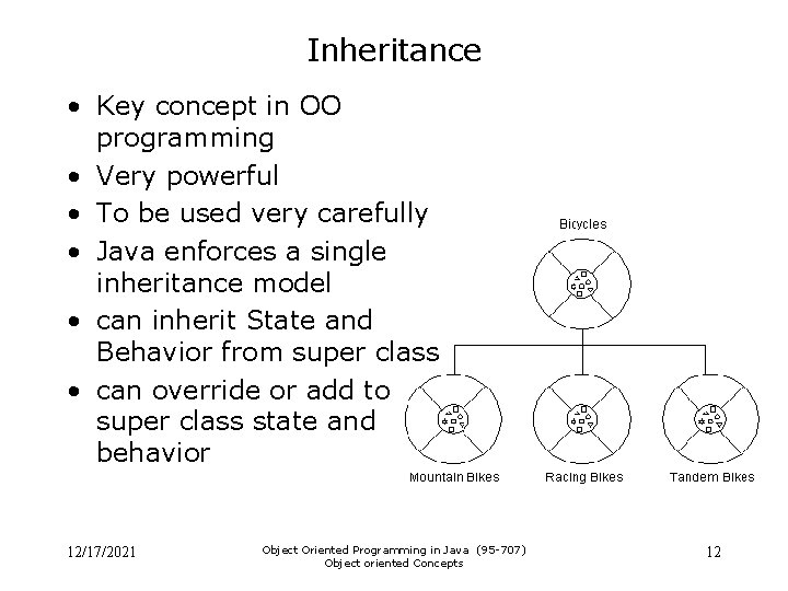 Inheritance • Key concept in OO programming • Very powerful • To be used Inheritance • Key concept in OO programming • Very powerful • To be used