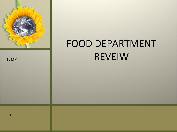 TEMP 1 FOOD DEPARTMENT REVEIW 