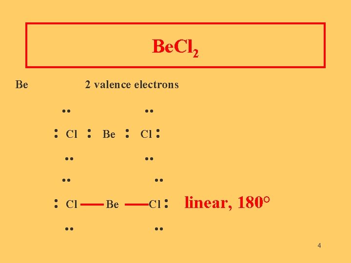 Be. Cl 2 Be 2 valence electrons . . : Cl . . :