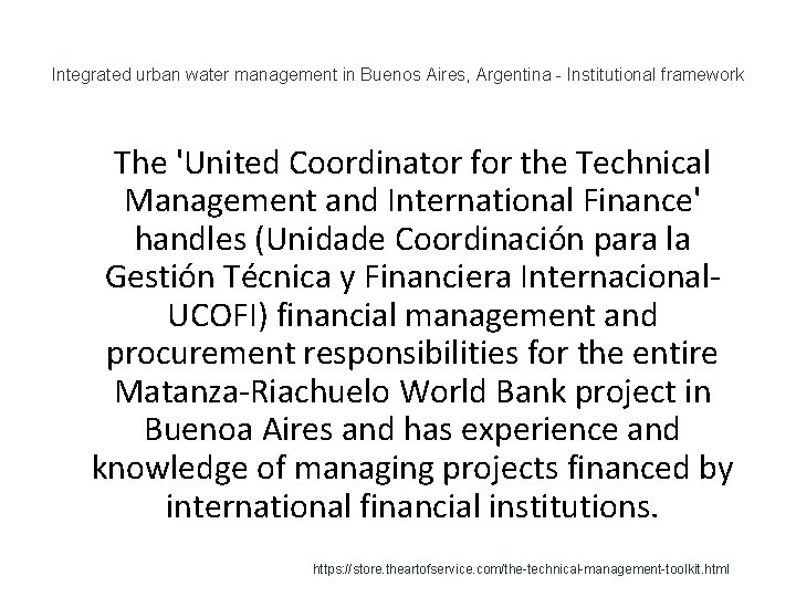 Integrated urban water management in Buenos Aires, Argentina - Institutional framework 1 The 'United