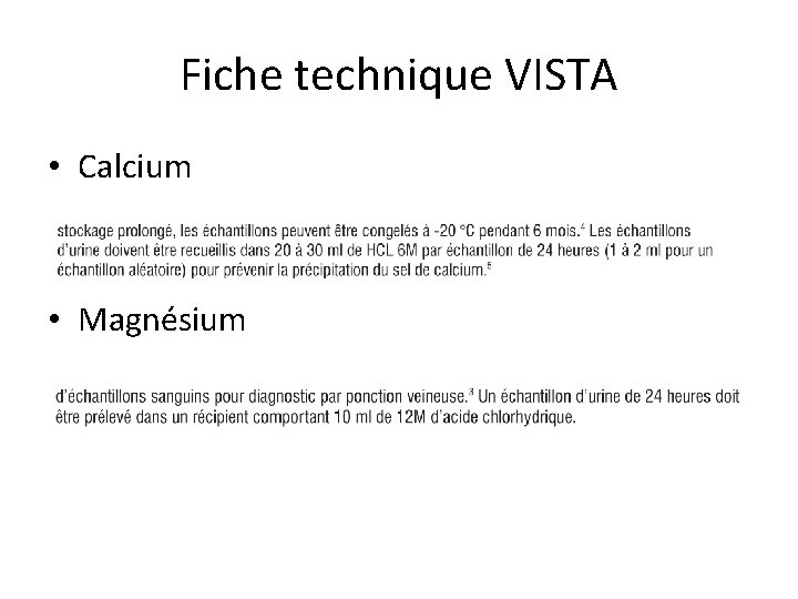 Fiche technique VISTA • Calcium • Magnésium 