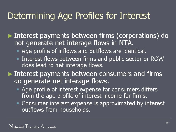 Determining Age Profiles for Interest ► Interest payments between firms (corporations) do not generate