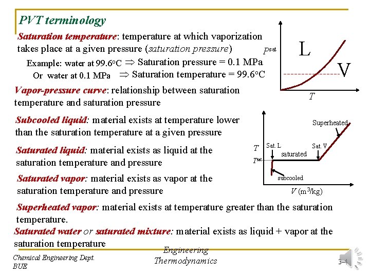 PVT terminology Saturation temperature: temperature at which vaporization takes place at a given pressure PVT terminology Saturation temperature: temperature at which vaporization takes place at a given pressure