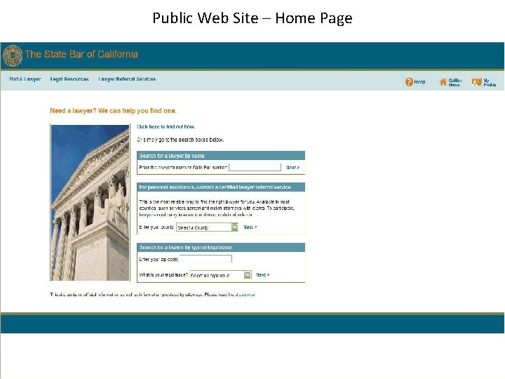 Public Web Site – Home Page 