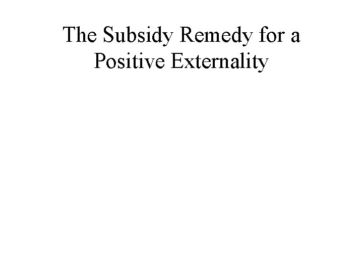 The Subsidy Remedy for a Positive Externality 