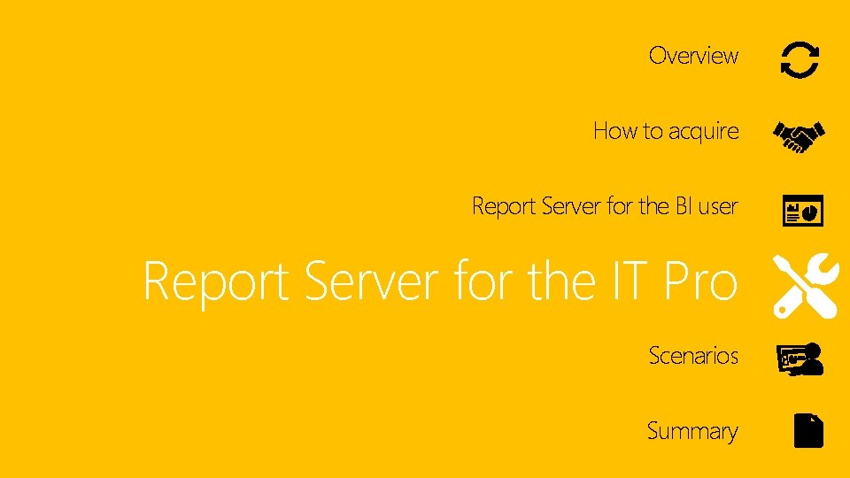 Overview How to acquire Report Server for the BI user Report Server for the