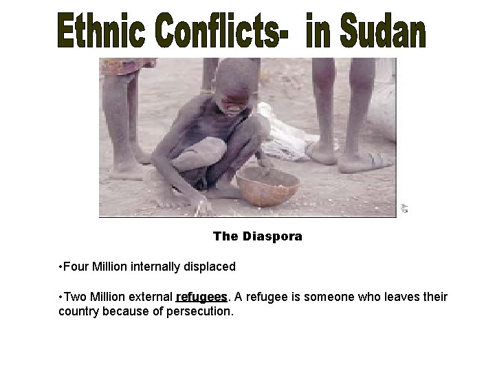 The Diaspora • Four Million internally displaced • Two Million external refugees. A refugee