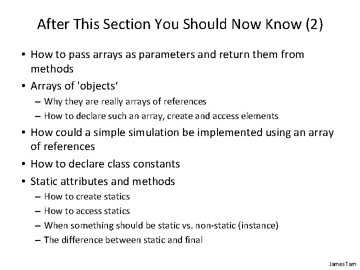 After This Section You Should Now Know (2) • How to pass arrays as After This Section You Should Now Know (2) • How to pass arrays as
