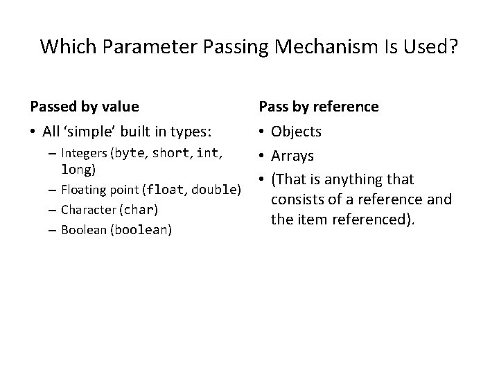 Which Parameter Passing Mechanism Is Used? Passed by value Pass by reference • All Which Parameter Passing Mechanism Is Used? Passed by value Pass by reference • All