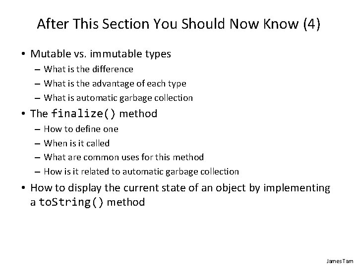 After This Section You Should Now Know (4) • Mutable vs. immutable types – After This Section You Should Now Know (4) • Mutable vs. immutable types –